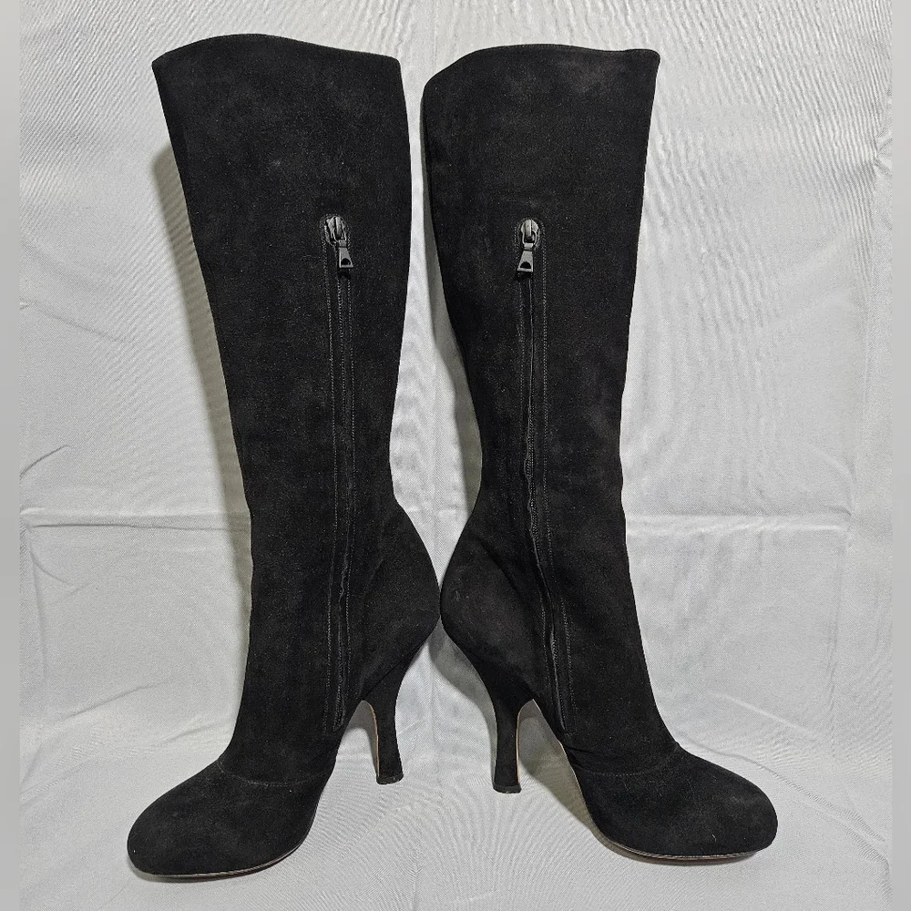 Dolce & Gabbana Designer Black Suede Sexy Zip Up Knee High Boots Size 39/8.5 - Picture 3 of 14